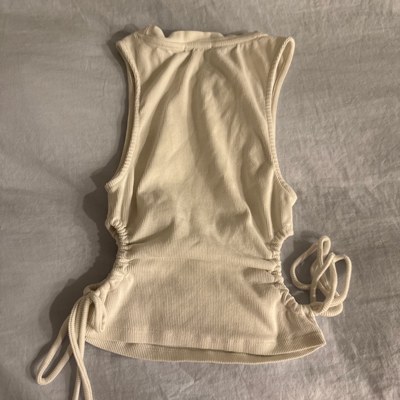 Zara Circe Cutout Ruched Drawstring Tank Top - white - Picture 4 of 4